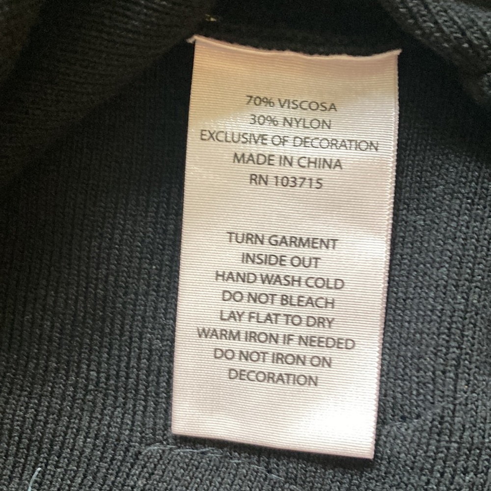 Nanette LaPore sweater dress black sz S fit n flair lace detailed hem 3/4 sleeve - Picture 4 of 4